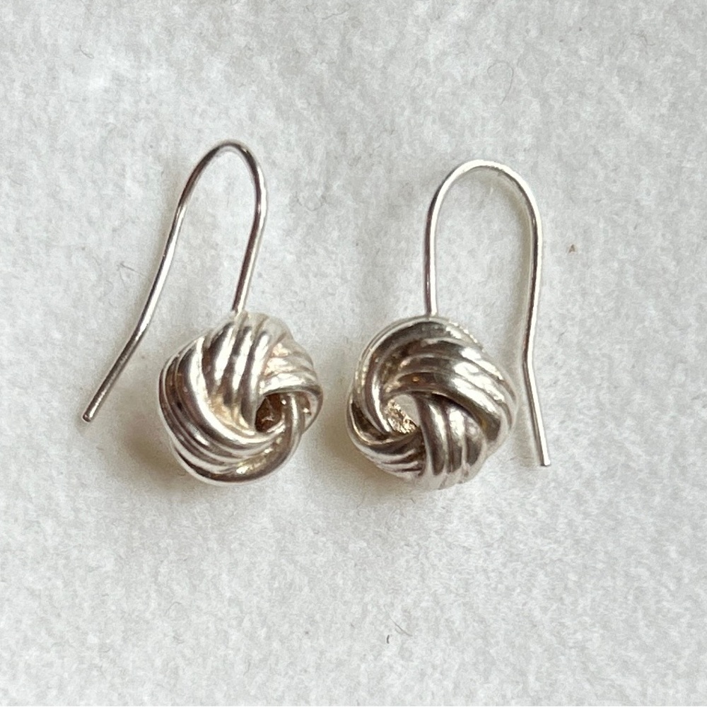 Silver, love knot wire earrings - great condition!